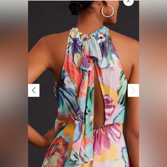 Anthropologie MAEVE Floral Halter Lined Midi Dress Size Small - Picture 4 of 13